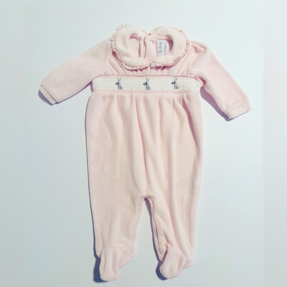 Rock a Bye Baby Pink Easter Bunny Smocked One Piece Size 0-3M